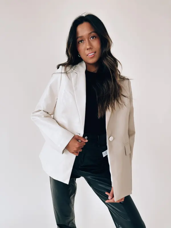 Color Block Pleather Blazer