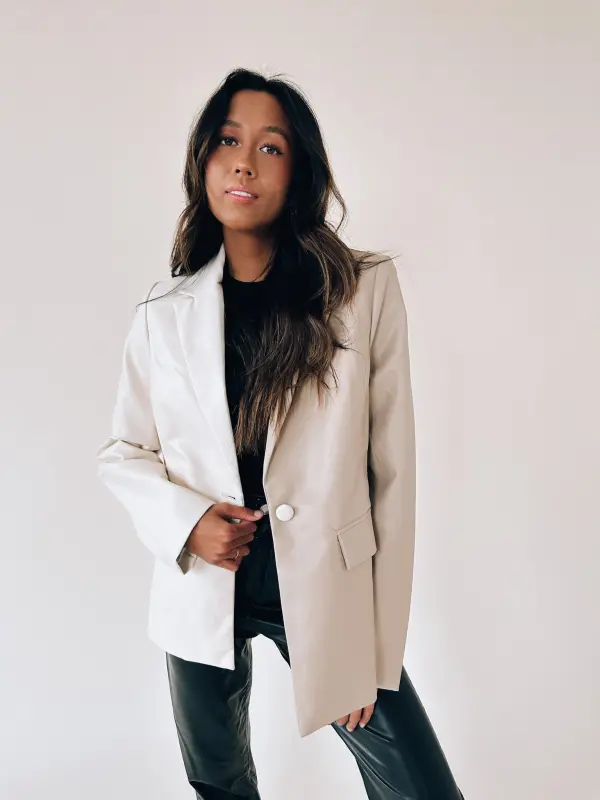 Color Block Pleather Blazer