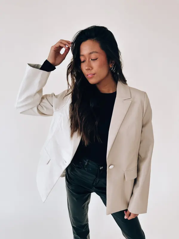 Color Block Pleather Blazer