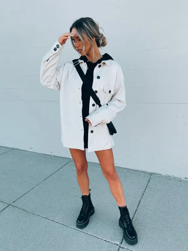 Emma Beige Pleather Jacket