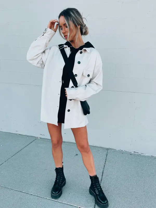 Emma Beige Pleather Jacket