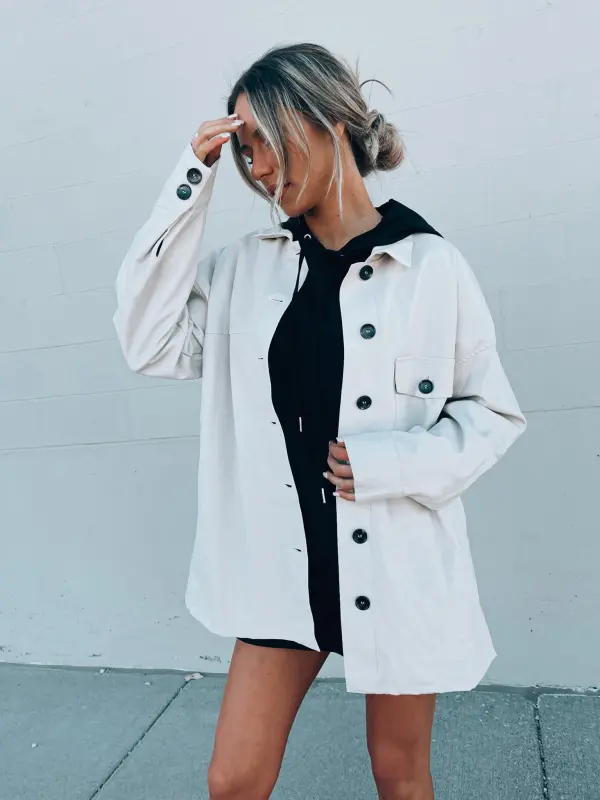 Emma Beige Pleather Jacket