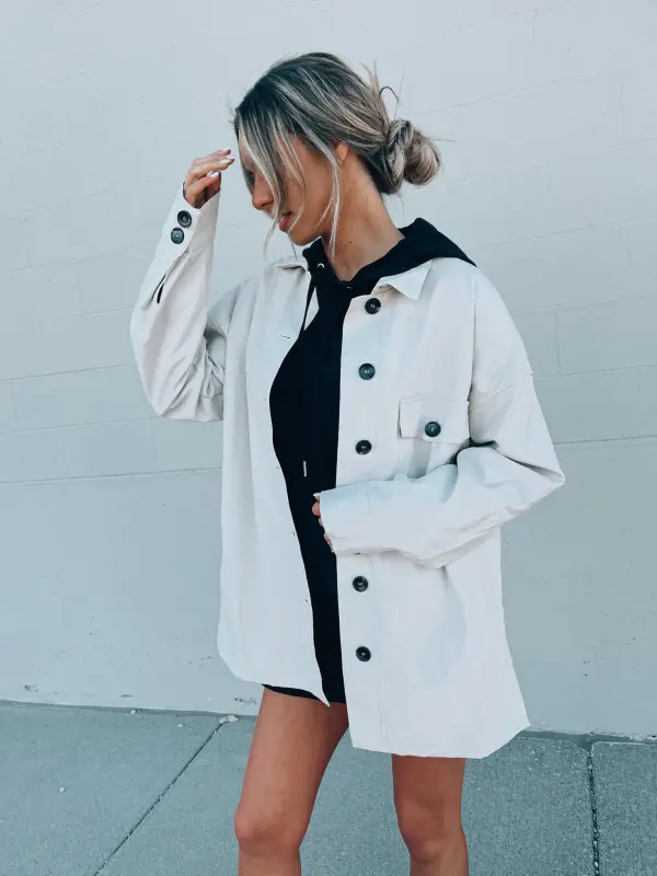 Emma Beige Pleather Jacket