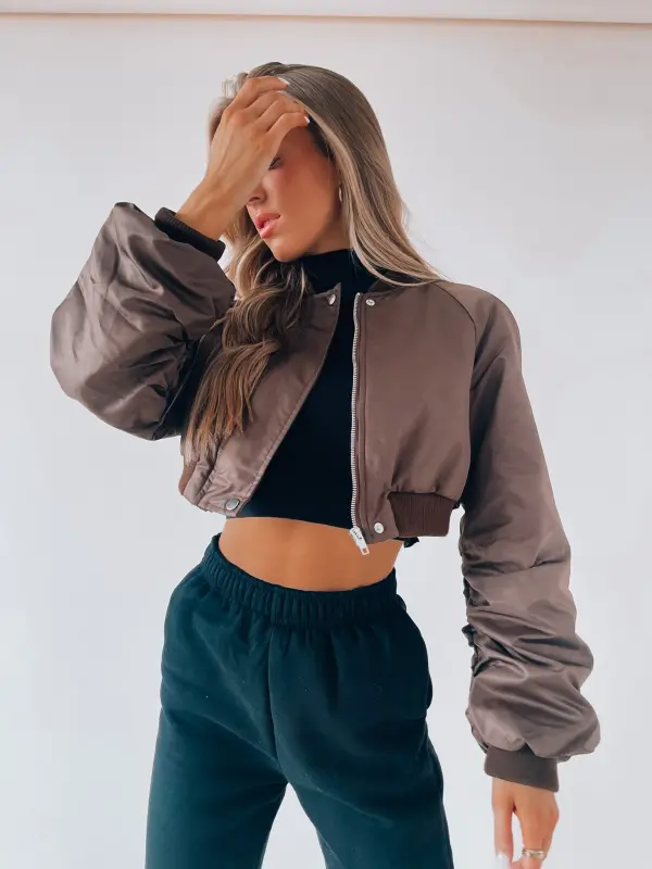 Kiandra Cropped Coco Bomber Jacket-55991