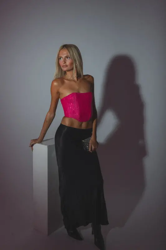 Addie Sequin Strapless Top