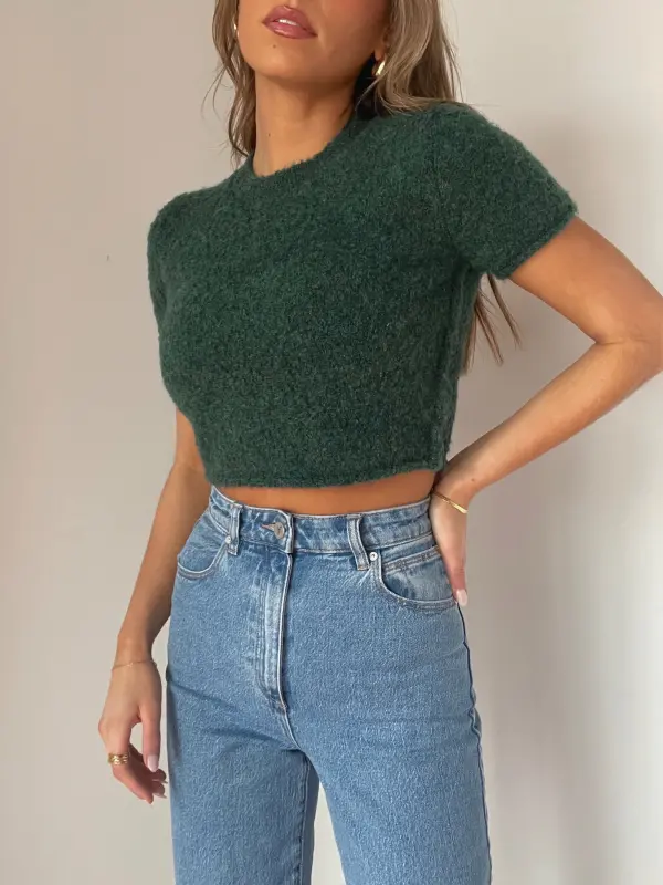 Jillian Cropped Sweater Top-97655