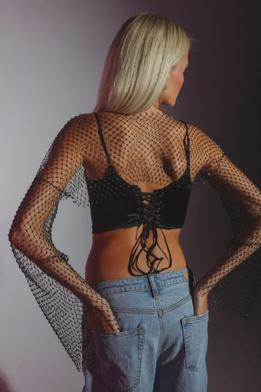 Kristina Netted Rhinestone Top